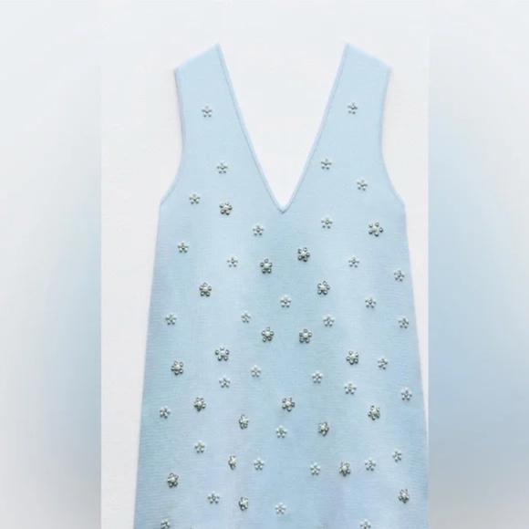ZARA BEADED JEWEL KNIT MINI DRESS NWT - Picture 5 of 7